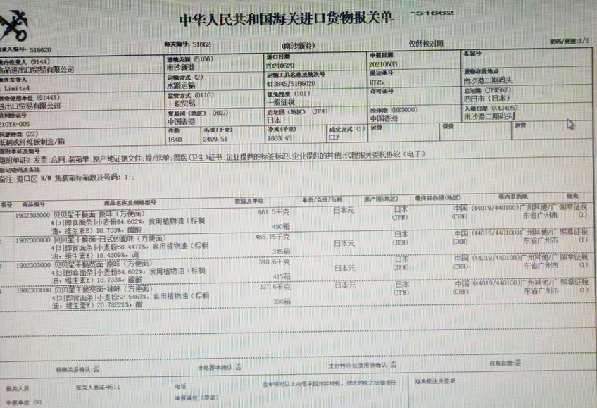 食品进口报关单填写